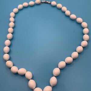 Vintage White Beaded 25” Necklace by Trifari